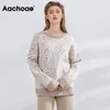 Aachoae Zebra Striped Print Vintage Pull Femmes O Cou Automne Hiver Tricoté Pull Casual Manches Longues Dames Pulls LJ201113