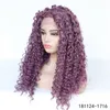 Light Purple Curly Synthetic Lace-frontal Wig Simulation Human Hair Lace Front Wigs 14~26 inches 181124-1716