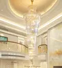 High-end fashion crystal chandelier double staircase chandelier lighting simple villa hotel spiral staircase lamp long pendant lights