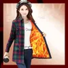 Fluwelen Dikke Warm Dames Lange Plaid Shirt Vrouwelijke Volledige Mouw Tops M-XXXL Winter Check Blouse Blusas Femininas Chemise Herfst H1230