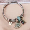 Charm Bracelets Crystal Pearl Pedent For Women Rhinestone Bead Stainless Steel Open Adjustable Cable Bangles Party Jewelry