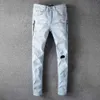 Męskie Dżinsy Klasyczne Hip Hop Spodnie Stylista Dżinsy Dryminked Ripped Biker Jean Slim Fit Motorcycle Denim Dżinsy 9QMP