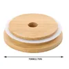 Bamboo Cap Lids 70mm 88mm Reusable Wooden Mason Jar Drinkware Lids with Straw Hole and Silicone Seal DHL Delivery FY5015