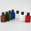 500 x nouveauté 30 ml 1 oz carré ambre clair noir bouteille en verre vide e liquide parfum bouteilles d'huile essentielle conteneurs