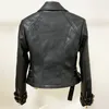 High Street Novo designer jaqueta feminina leão dos botões Duplo zíperes motocicleta motocicleta jaqueta de couro sintético 210201