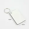 Sublimering Blank Trä Keychain Pendant Portable 60 * 40 * 3mm Dubbelsidig termisk överföring Nyckelkedja DIY Keyring Creative Gift Supplies