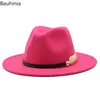 Chapéus de aba larga Casual cavalheiro elegante senhora inverno outono jazz taps homens homens lã vintage trilby felt fedora hat 2021 1