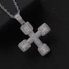 Hip Hop Iced Out Zirkon Kreuz Halskette Anhänger Gold Versilbert Bling Bling Punk Schmuck Geschenk247x