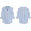 Fashion women Chiffon shirt new summer V neck half sleeve slim blouse office ladies formal plus size tops T200321