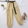 Neploe Harajuku Streetwear Pantaloni cargo Donna Casual Jogging Pantaloni sportivi A vita alta Pantaloni larghi femminili Cintura Pantalon coreana 201031