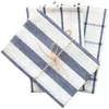 10pcs haute qualité bleu blanc chèque rayé thé cuisine serviette nappe 100% coton fil teint tissu Y200328