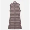 Gilet lungo senza maniche ultraleggero invernale senza maniche O-collo Gilet bianco piumino d'anatra caldo per donna Cappotto coreano con cerniera autunno femminile 201023