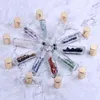 Perfume Bottle Natural Semiprecious Stones Essential Oil Gemstone Roller Ball Bottles Clear Glass Healing Crystal Chips 10ml spray