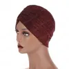 Turban Cap Brilhante Brilho Glitter Índia Chapéu Muçulmano Hijab Mulheres Chemo Headscarf Bonnet Islâmico Árabe Mulheres Chapéu Plissado Elástico Novo