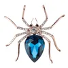 Jewelry High Quality Glass Crystal Spider Brooch Pins in Red Purple Blue Colors