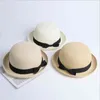 Lady Boater casquettes de soleil ruban rond plat haut paille Fedora Panama chapeau chapeaux d'été pour femmes chapeau de paille snapback gorras chapeaux de soleil G220301