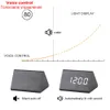 LED Digital Clock Wooden Alarm Clock Table Sound Control Electronic Clocks Desktop USB/AAA Powered Desperadoes Home Table Decor LJ200827