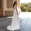 Gorąca Sprzedaż Prosta sukienka ślubna Memaid 2021 z łuk bez rękawów V Neck Backless Sweep Pociąg Bridal Suknia Vestidos de Novia