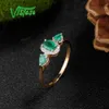 Vistoso Gold Rings для женщин Подлинная 14K 585 Розовое Золотое кольцо Волшебное Изумрудное Игристые Азрибильные Обручаливые Годовщины Прекрасные Ювелирные Изделия Y200321