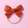 34 PCS/LOT, Cotton Jacquard Fabric Bow Hair Clips, Hand Tied Bow Nylon Headbands, Baby Girls Hair Accessories Birthday Gift