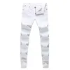 ラグジュアリーメンズホワイトジーンズファッションカジュアルクラシックスタイルスリムフィットソフトズボン男性ブランド高度ストレッチデニムパンツ1