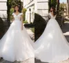 2021 плюс размер свадебные платья с плеча кружева линия свадебные платья Boho сад 3D цветы разведка поезд Vestidos de novia al7429