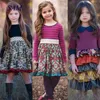 Ins meninas primavera e vestido autum crianças flor pastoral estilo listrado vestidos de mangas compridas Inglaterra princesa bonito para crianças 220106