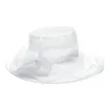 Lawliet weiße Sommerhüte für Damen, Organza, breite Krempe, Sonnenhut, Kentucky Derby, Hochzeit, Kirche, Party, Blumenhut, Kappe A002, Y200602