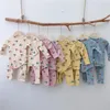 21 Pattern Print Cotton Baby Girls Boys Clothes Set Long Sleeve Tops+pants Outfits Infant Pajamas Suit Toddler Casual Clothing 201031