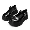 Обувь платье Fonberry Chunky Face платформа Mary Jane Женщины Round Toe Black Goth Buckle Ремень высокий