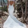 LORIE Sexy Meerjungfrau-Hochzeitskleid, ärmellos, Spitze, appliziert, Illusion-Rückseite, Boho-Hochzeitskleid, langer Zug, Brautkleid 201114