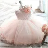 Baby Girl Pink Dress Elegant Princess Dress Winter Long Sleeves Toddler Ball Gowns Christening Gowns Infant Vestido For 0- LJ201223