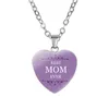 Maman amour coeur verre pendentif collier chaîne femmes élégant mode doux lettre imprimé fête des mères bijoux cadeau accessoires