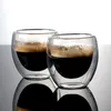 Conjunto de 2 6 80ml de copo de vidro isolado de parede dupla 80ml para beber xícara de chá Cfee Latte Espresso ou beber LJ200821
