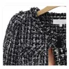 Fashion- Women Plaid Jacket Outerwear Women Fashion Coat Autumn Winter Thin Black Checkered Tweed Casual