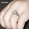 Transgems Gorgeous 1 Carat ct GH White Color Lab Diamond Engagement Wedding Ring for Women Solid 9k/14k White Gold Y200620
