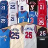 2022 Yeni Allen 3 Iverson Joel 21 Embiid Erkek Basketbol Formaları Retro Formalar Ben 25 Simmons 2021 Yeni Basketbol Jersey Camisetas de Baloncesto