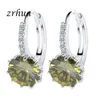 Stud ZRHUA Original 925 Sterling Silver Cubic Zirconia Crystal Classic Round Earrings For Women Wedding Bijoux Brinco Big Sale1