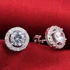 Brincos de diamante de prata esterlina 925 de luxo, joias para mulheres, brincos pequenos de 6 mm, presente de Natal, joias de noiva, acessórios de casamento, brincos, 256 anos