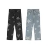 Mäns Jeans High Street Hip Hop Star Print Loose Casual Jeans Daddy Pants