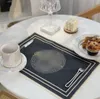 Almofadas de jogo americano de sinalização Design de padrão de avatar Impresso tecido de linho Tassel Mat Pad 7 cores para jantar em casa hotel café Decoração de moda de mesa