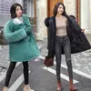 Parkas de plumón para mujer, abrigo acolchado de algodón con forro grueso para mujer, chaqueta de invierno de lana de cordero con capucha de piel grande para mujer 2022, prendas de vestir, Parka de talla grande S