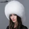 Czapki czaszki czaszki ZDFURS Rosyjskie Ushanka Trapera Fur Bombbers Hat Real Hats Dome Mongolian Hat1238u