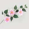 Fausse clématite grimpante (3 têtes/pièce), 29.53 pouces, Simulation de fleur de Lotus, pour mariage, fleurs artificielles décoratives pour la maison
