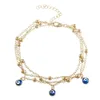 Bracelets de charme Bijoux de mode Multi-couche Cheville Turc Blue Eye Pendentif Perlé Cheville SQCVWF dhseller2010