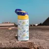 Stock Stock Sublimation Blanks Kids Tumbler Baby Butelka Sippy Cups 12 uncja Biała butelka z wodą ze słomką i przenośną pokrywką 5 kolorów