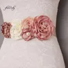 Fashion Burn Flower Belt,Girl Woman Sash Belt Wedding Sashes Belt with Flower Headband 1 SET
