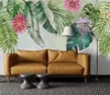 Små färska gröna blad tv bakgrundsbilder akvarell stil sovrum matsal tapet väggmålning naturlandskap