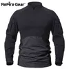 Refreire Gear Military Tactical Shirt Men Camouflage Army Långärmad T Shirt Multicam Cotton Combat T Shirts Camo Paintball T-shirt G1229