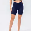 Vita incrociata Corsa Pantaloni in tre parti Completi da yoga Leggings da donna Intimo Vita alta Sollevamento dell'anca Addominale Elastico Abbigliamento da palestra Pantaloncini da motociclista da allenamento